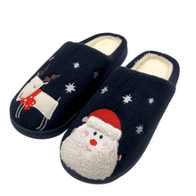 Load image into Gallery viewer, Navy Blue 6Pairs - Christmas Holiday Santa Rudolph Soft Home Indoor Floor Slippers
