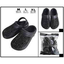 Load image into Gallery viewer, Black Bling Solid Faux Fur Rubber Sandals
