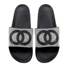 Load image into Gallery viewer, Silver Bling Double Open Circle Link Slide Sandal Slippers
