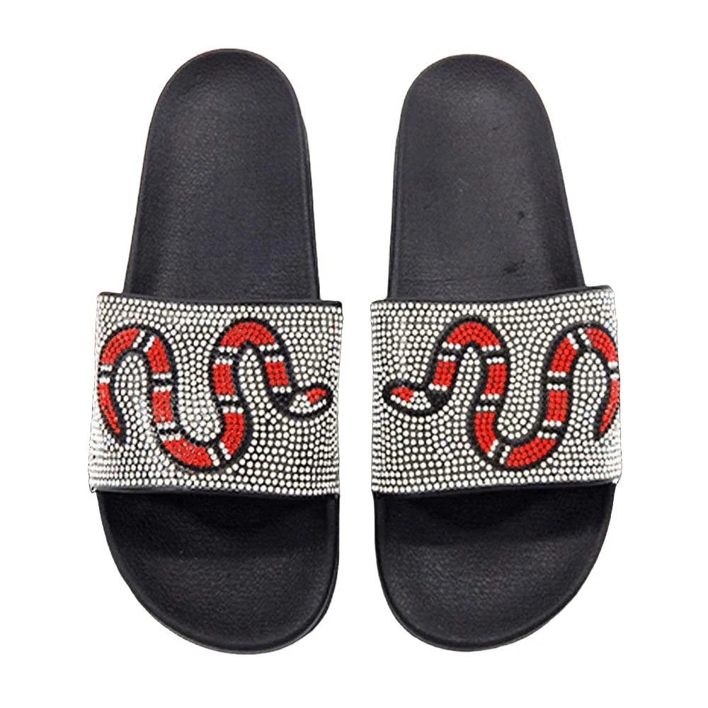 Silver Bling Snake Slide Sandal Slippers - Jewelry Store by Erik Rayo