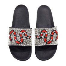 Load image into Gallery viewer, Silver Bling Snake Slide Sandal Slippers
