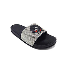 Load image into Gallery viewer, Silver Bling Afro Girl Slide Sandal Slippers
