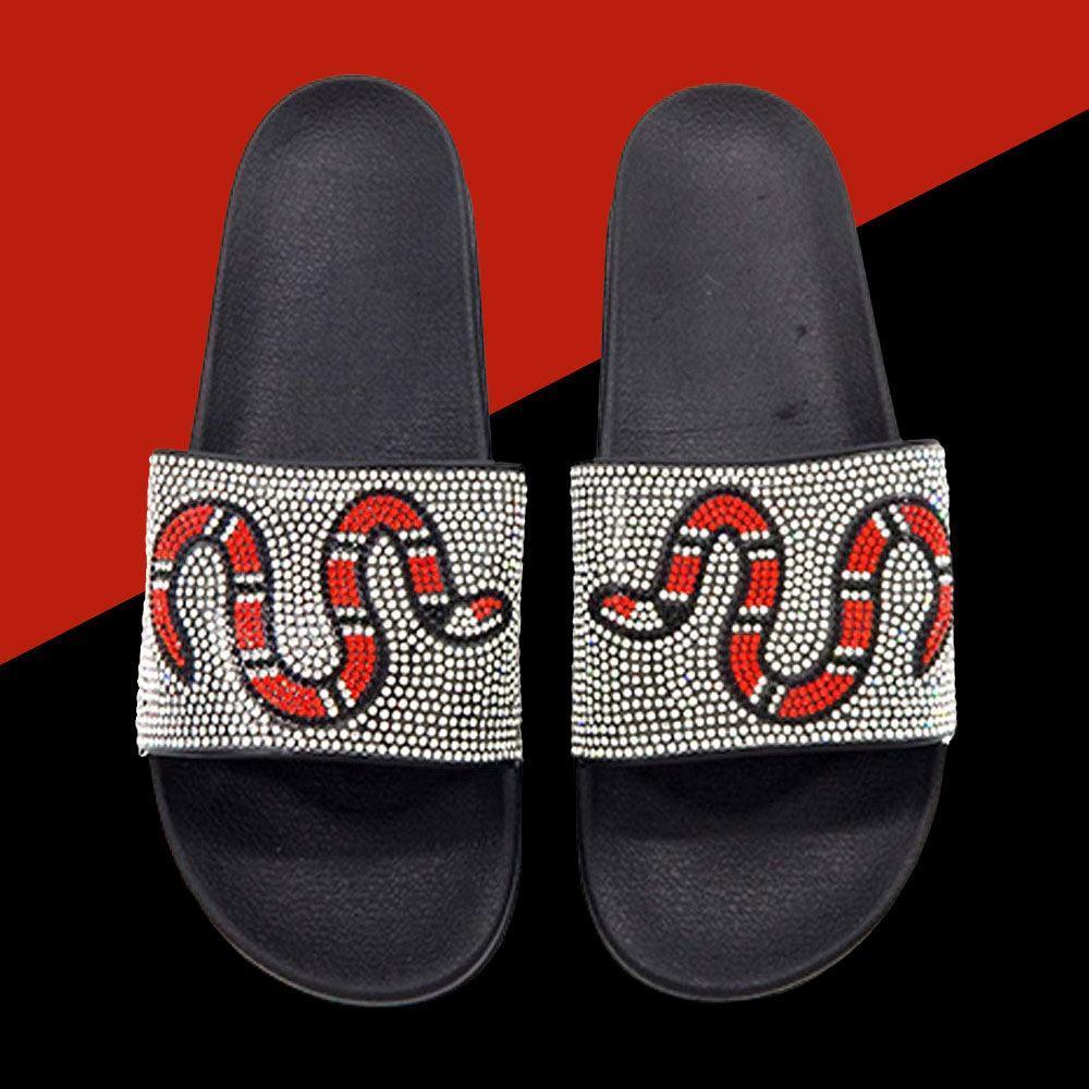 Silver Bling Snake Slide Sandal Slippers - Jewelry Store by Erik Rayo
