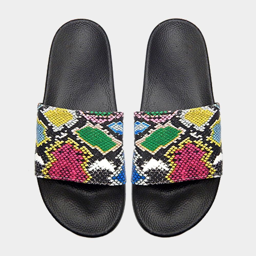 Snake Pattern Rhinestone Slide Sandal Slippers - Jewelry Store by Erik Rayo
