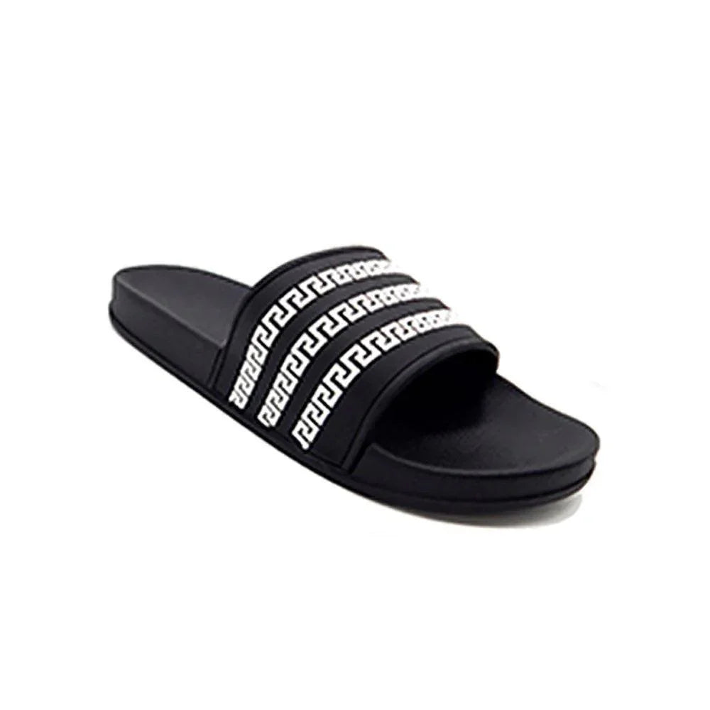 Black Greek Patterned Slide Sandal Slippers - Jewelry Store by Erik Rayo