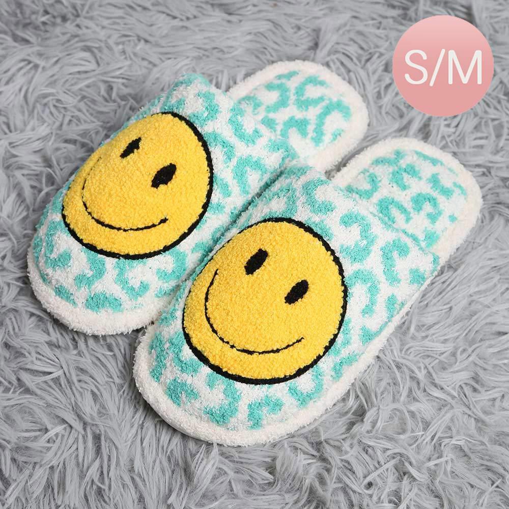 Smile Accented Leopard Patterned Soft Home Indoor Floor Slippers - Jewelry Store by Erik Rayo