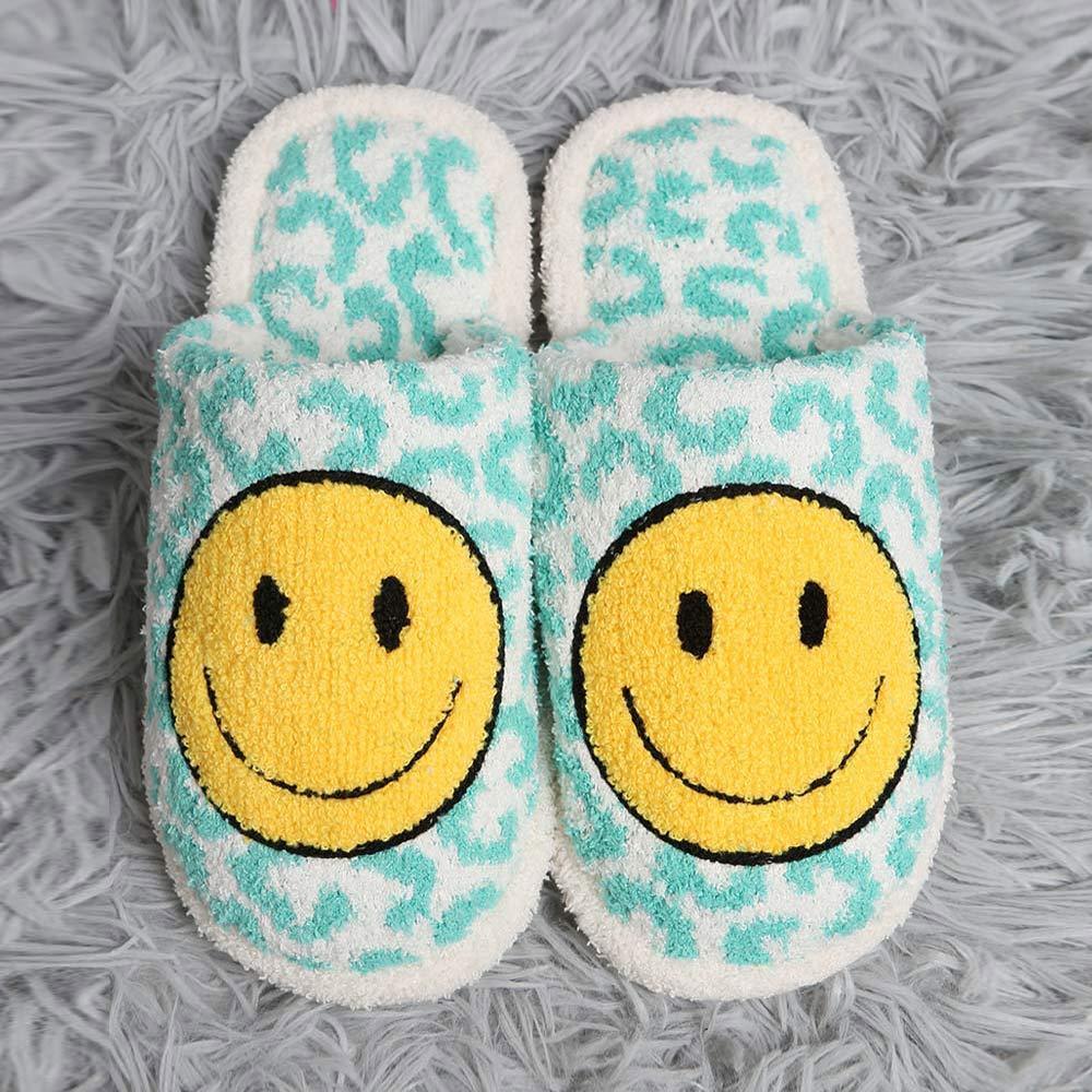 Smile Accented Leopard Patterned Soft Home Indoor Floor Slippers - Jewelry Store by Erik Rayo