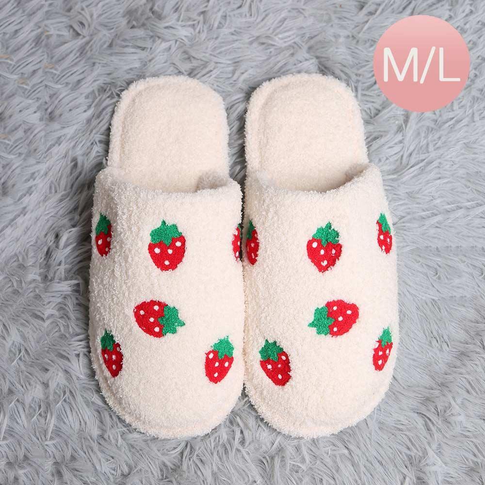 Red Strawberry Print Soft Home Indoor Floor Slippers - Jewelry Store by Erik Rayo
