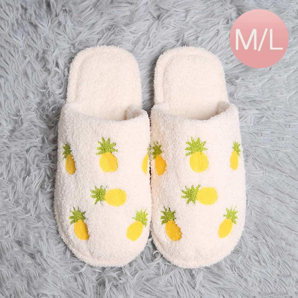 Yellow Pineapple Print Soft Home Indoor Floor Slippers - Jewelry Store by Erik Rayo