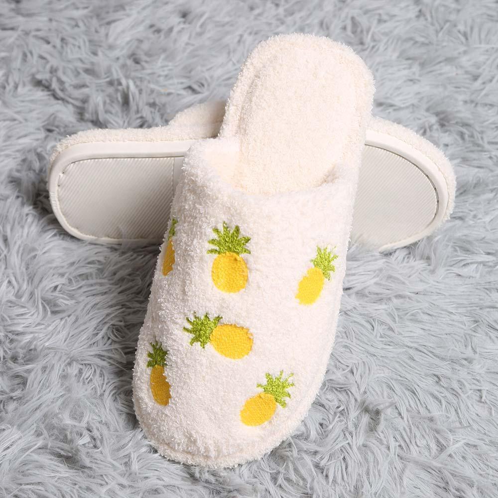 Yellow Pineapple Print Soft Home Indoor Floor Slippers - Jewelry Store by Erik Rayo