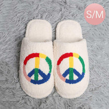 Load image into Gallery viewer, Rainbow Peace Sign Print Soft Home Indoor Floor Slippers
