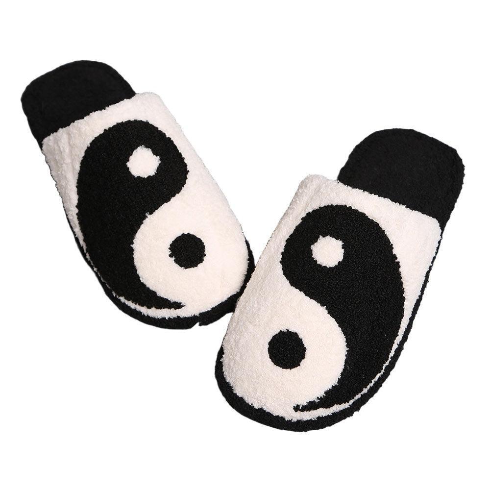 Black Rainbow Print Soft Home Indoor Floor Slippers
