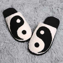 Load image into Gallery viewer, Black Yin Yang Print Soft Home Indoor Floor Slippers
