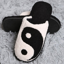 Load image into Gallery viewer, Black Yin Yang Print Soft Home Indoor Floor Slippers
