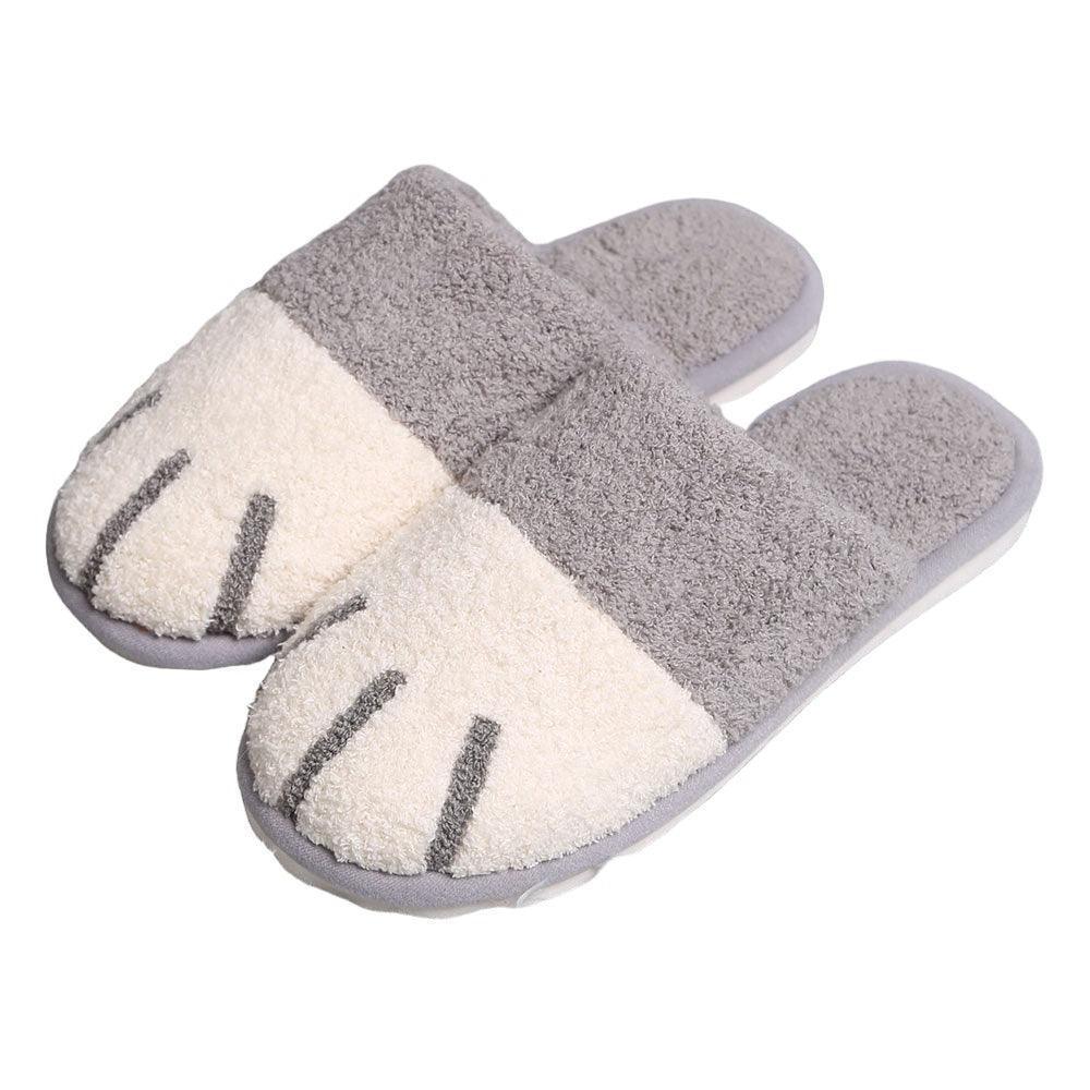 Gray Cat Paw Soft Home Indoor Floor Slippers - Jewelry Store by Erik Rayo