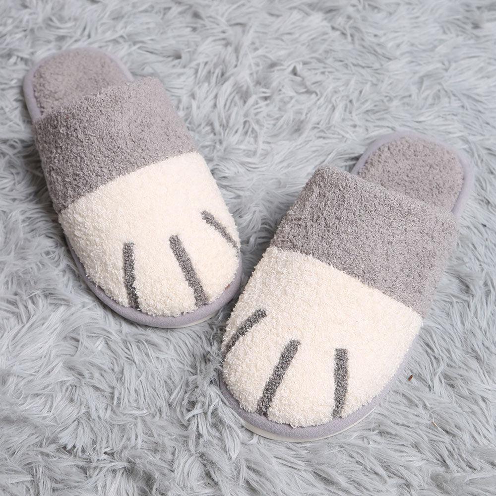 Gray Cat Paw Soft Home Indoor Floor Slippers - Jewelry Store by Erik Rayo
