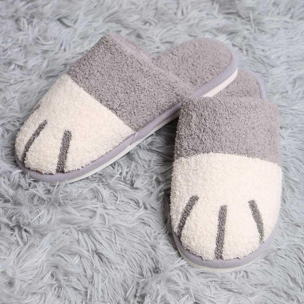 Gray Cat Paw Soft Home Indoor Floor Slippers - Jewelry Store by Erik Rayo
