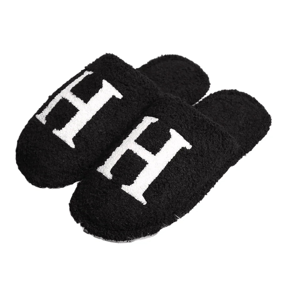 Black H Print Soft Home Indoor Floor Slippers - Jewelry Store by Erik Rayo