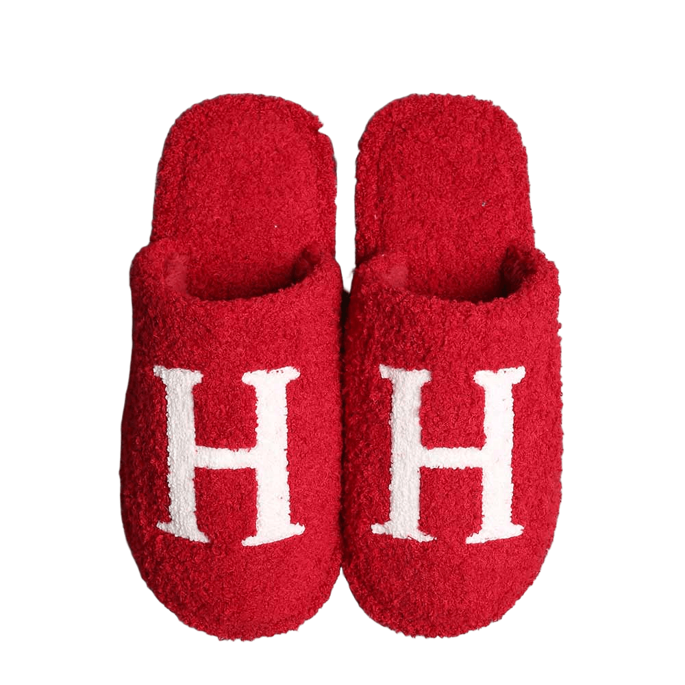 Red H Print Soft Home Indoor Floor Slippers