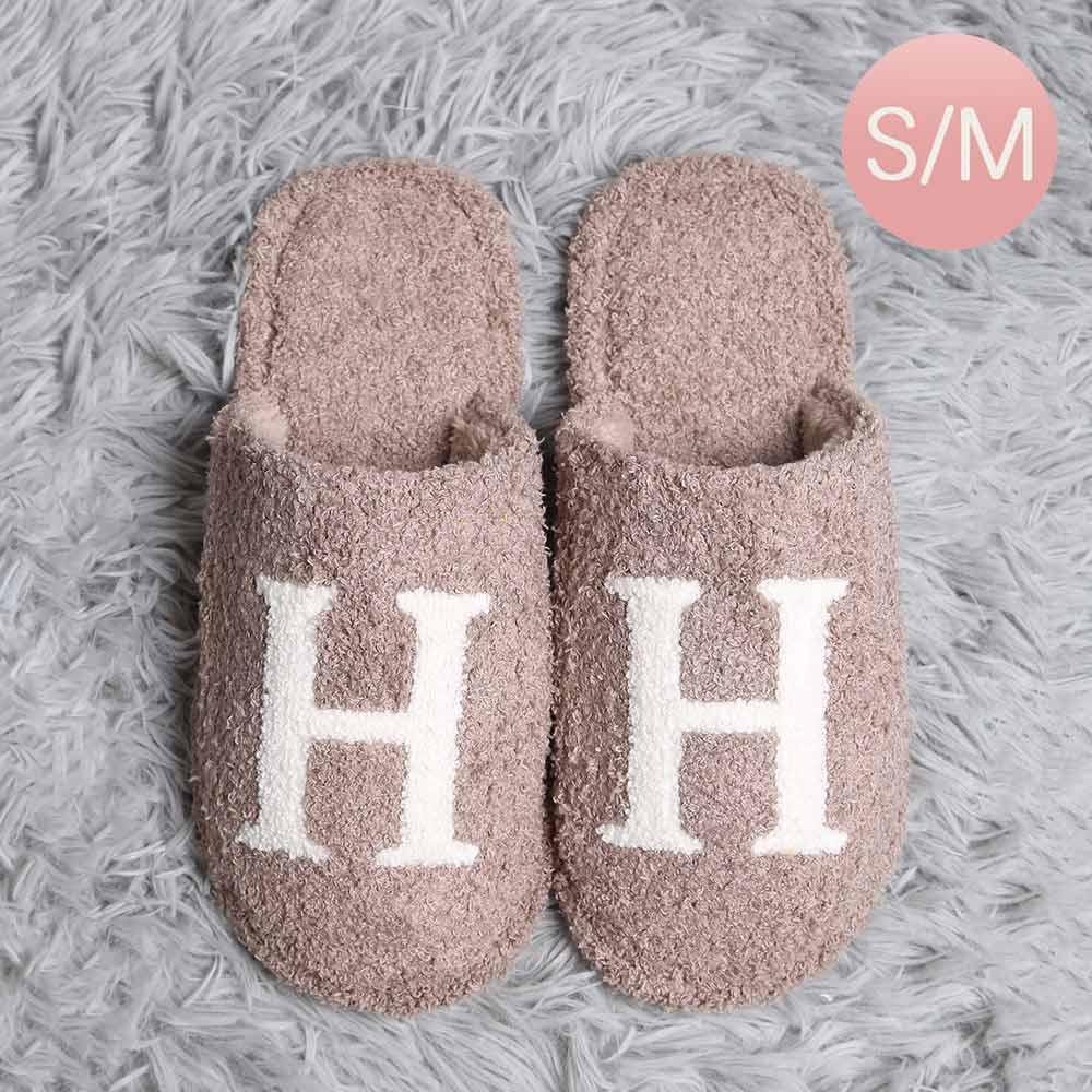 Beige H Print Soft Home Indoor Floor Slippers - Jewelry Store by Erik Rayo