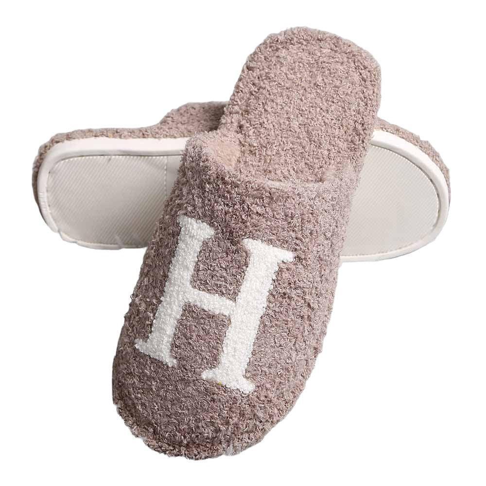 Beige H Print Soft Home Indoor Floor Slippers - Jewelry Store by Erik Rayo