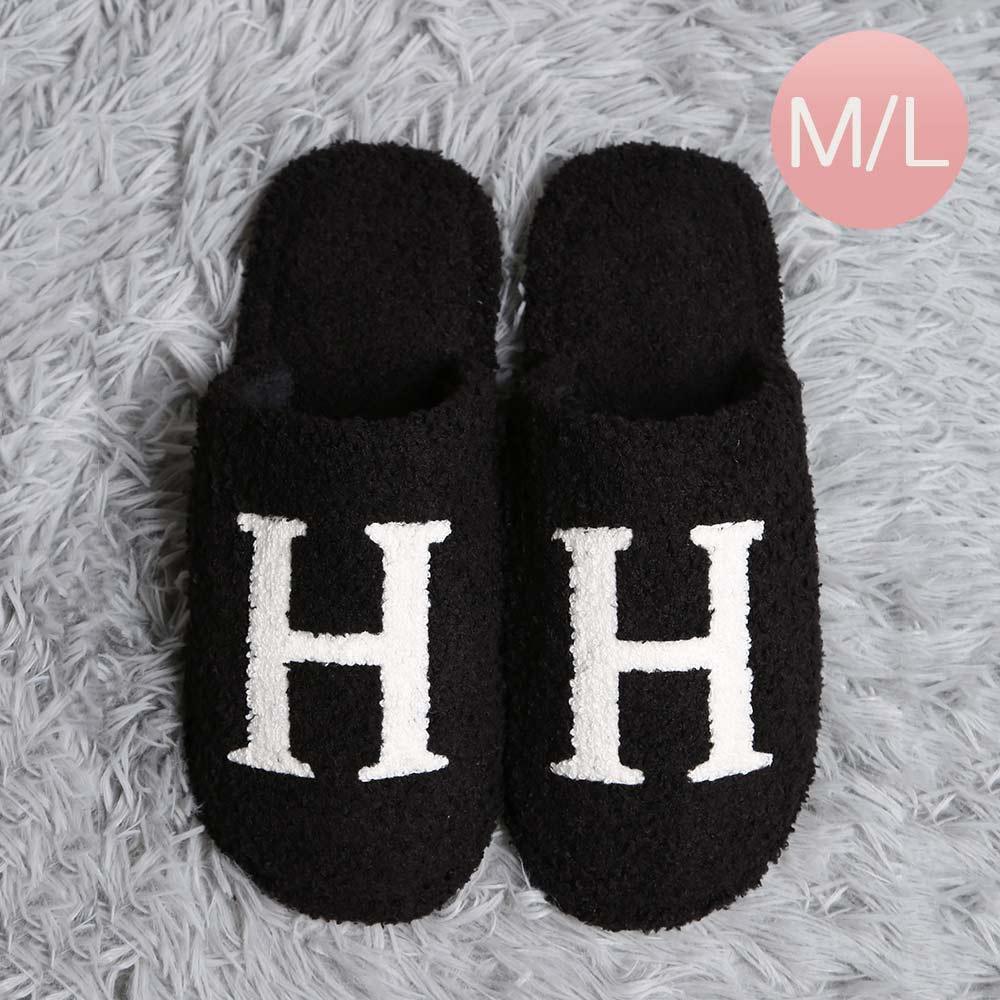 Black H Print Soft Home Indoor Floor Slippers - Jewelry Store by Erik Rayo