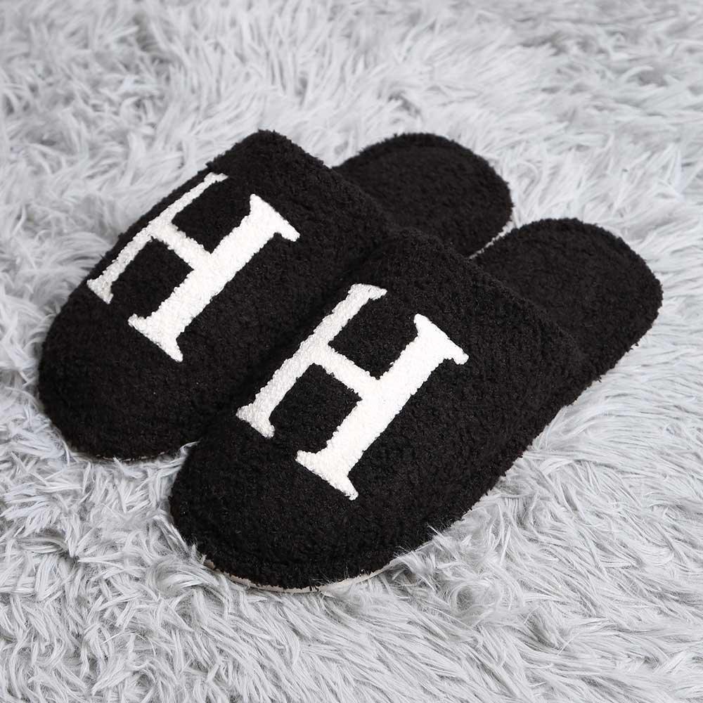 Black H Print Soft Home Indoor Floor Slippers - Jewelry Store by Erik Rayo