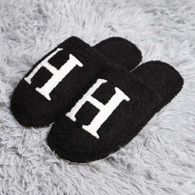 Load image into Gallery viewer, Black H Print Soft Home Indoor Floor Slippers
