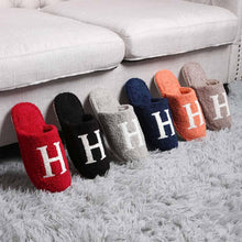 Load image into Gallery viewer, Black H Print Soft Home Indoor Floor Slippers
