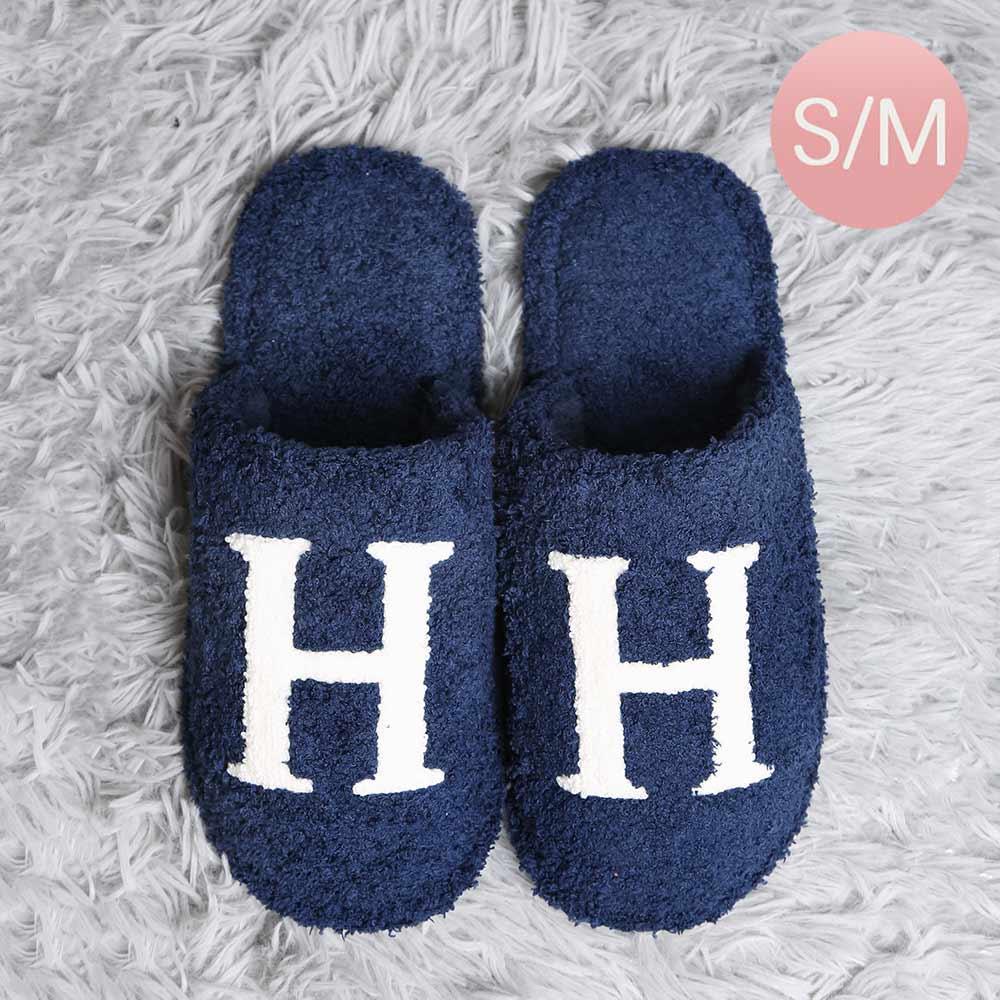 Navy Blue H Print Soft Home Indoor Floor Slippers - Jewelry Store by Erik Rayo