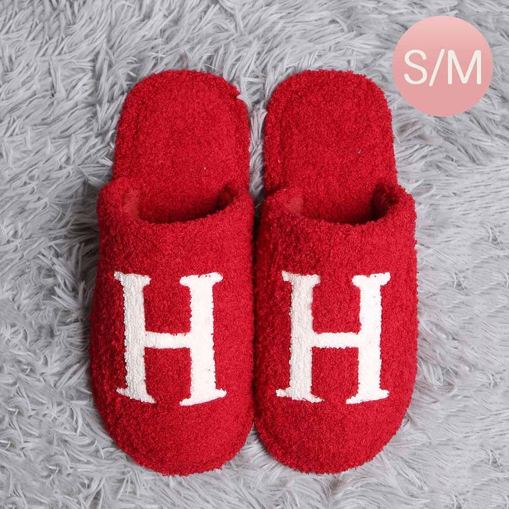 Red H Print Soft Home Indoor Floor Slippers - Jewelry Store by Erik Rayo