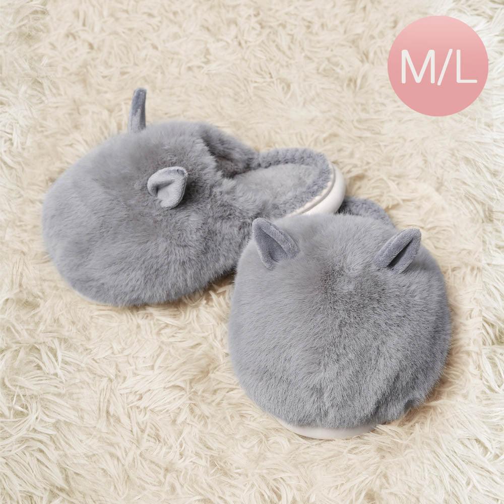 Gray Fuzzy Faux Fur Bunny Soft Home Indoor Floor Slippers - Jewelry Store by Erik Rayo