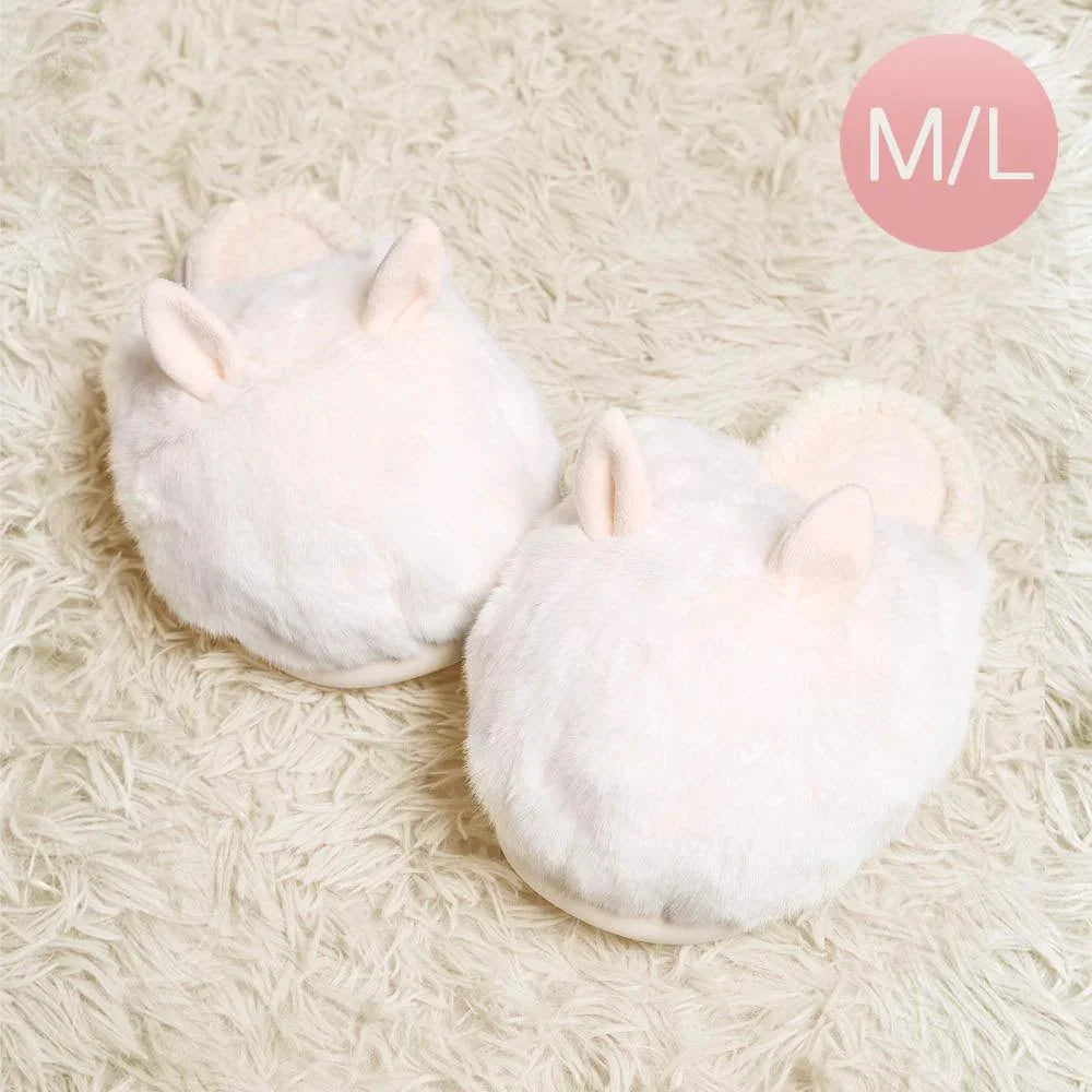 Ivory Fuzzy Faux Fur Bunny Soft Home Indoor Floor Slippers - Jewelry Store by Erik Rayo