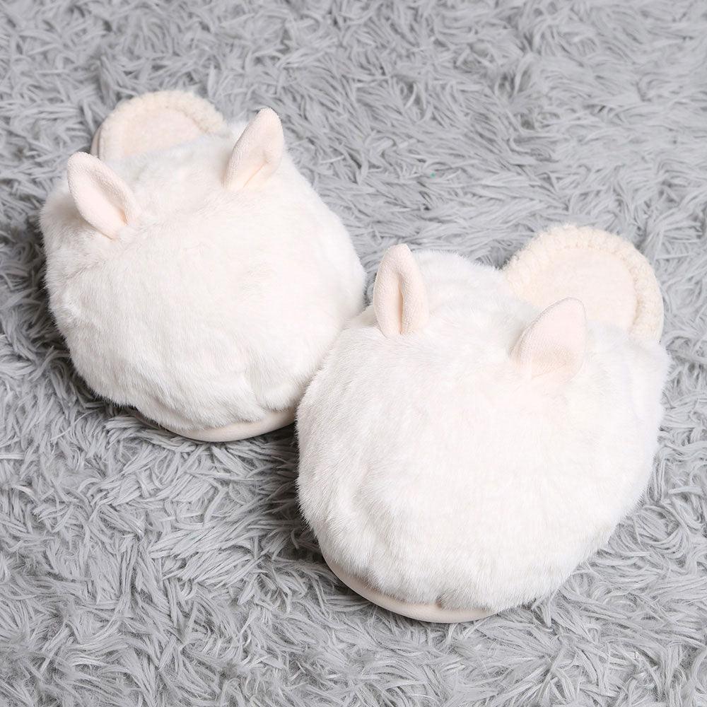 Ivory Fuzzy Faux Fur Bunny Soft Home Indoor Floor Slippers - Jewelry Store by Erik Rayo