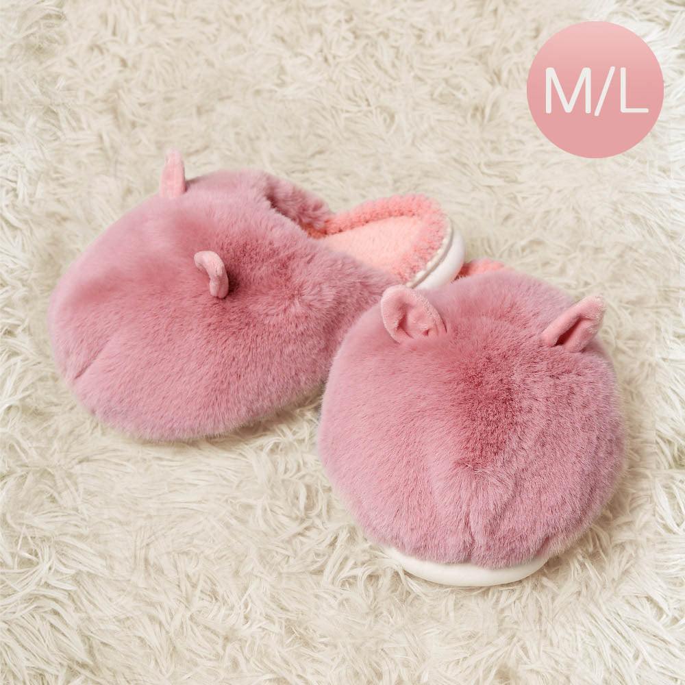 Pink Fuzzy Faux Fur Bunny Soft Home Indoor Floor Slippers - Jewelry Store by Erik Rayo