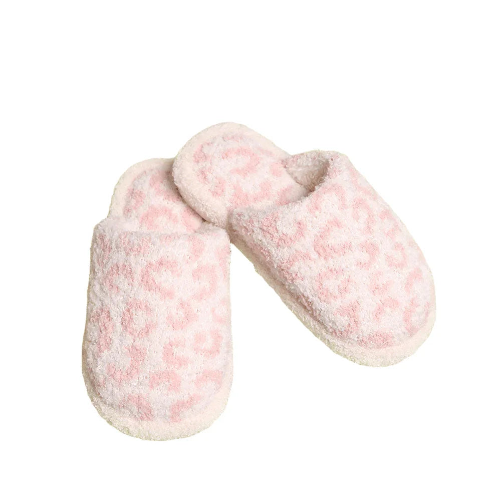 Pink Leopard Patterned Soft Home Indoor Floor Kids Slippers - Jewelry Store by Erik Rayo