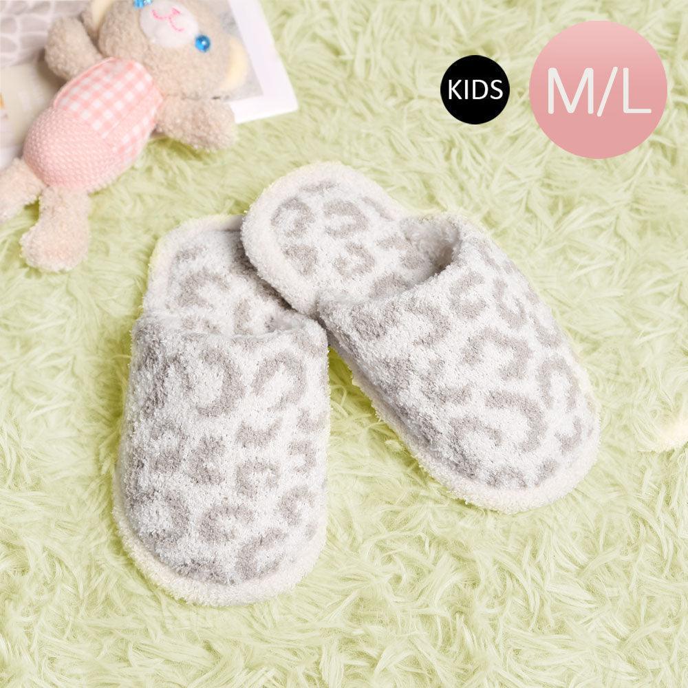Gray Leopard Patterned Soft Home Indoor Floor Kids Slippers - Jewelry Store by Erik Rayo