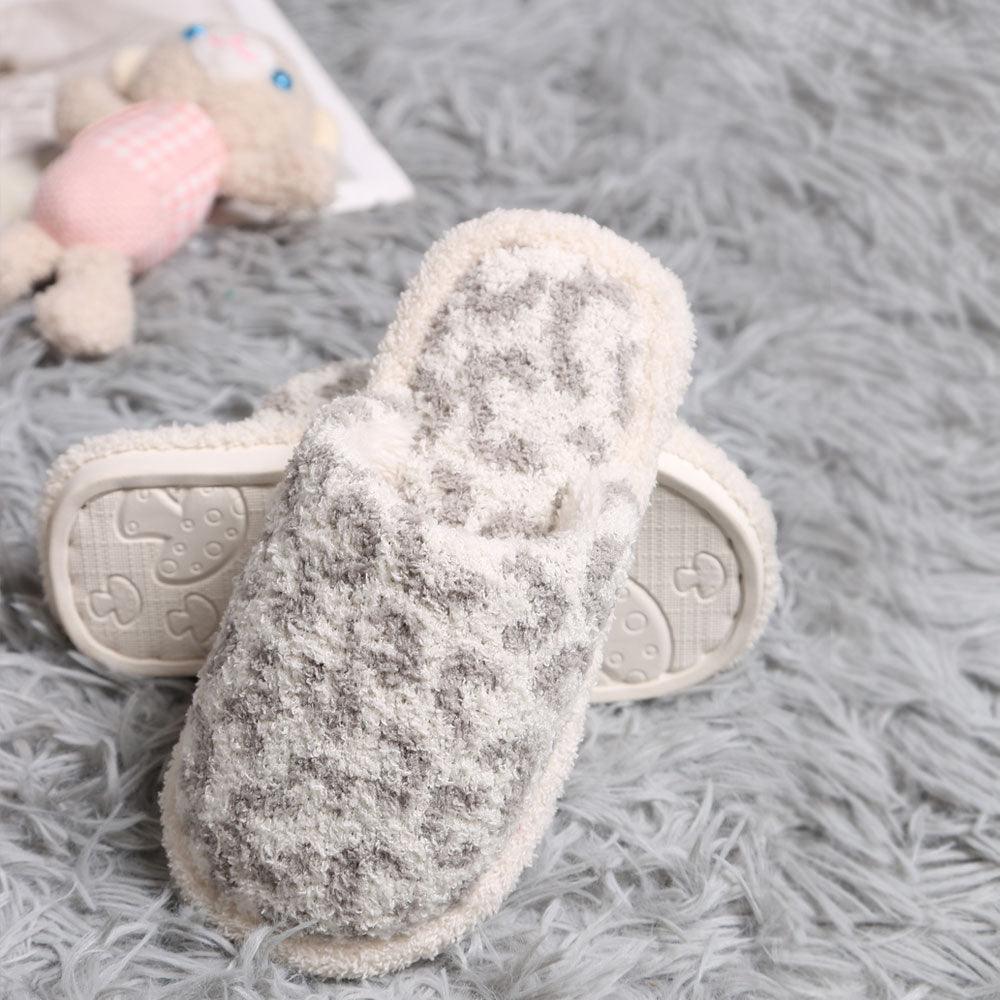 Gray Leopard Patterned Soft Home Indoor Floor Kids Slippers - Jewelry Store by Erik Rayo