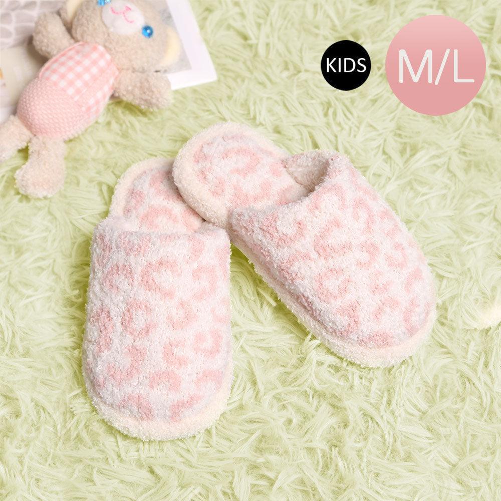Pink Leopard Patterned Soft Home Indoor Floor Kids Slippers - Jewelry Store by Erik Rayo