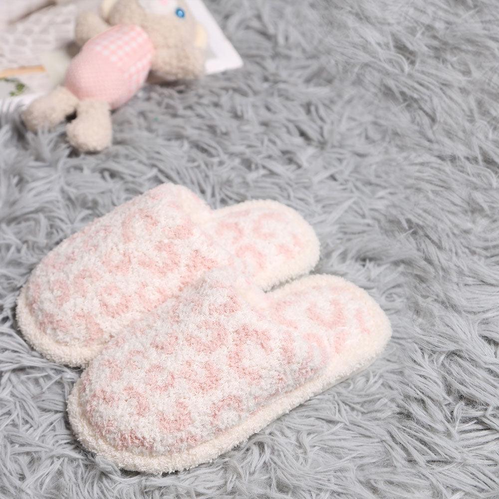 Pink Leopard Patterned Soft Home Indoor Floor Kids Slippers - Jewelry Store by Erik Rayo