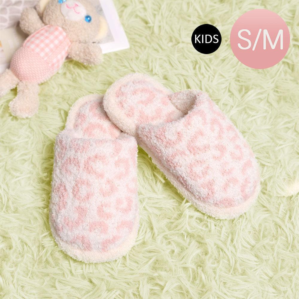 Pink Leopard Patterened Soft Home Indoor Floor Kids Slippers - Jewelry Store by Erik Rayo