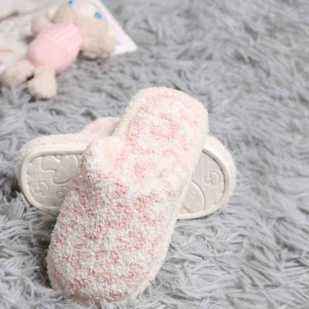 Pink Leopard Patterened Soft Home Indoor Floor Kids Slippers - Jewelry Store by Erik Rayo