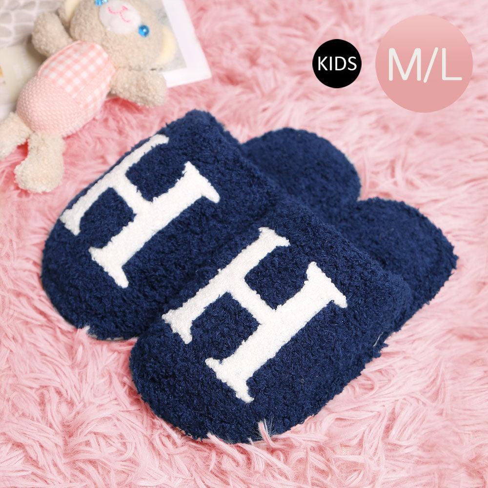 Navy Blue H Print Soft Home Indoor Floor Kids Slippers - Jewelry Store by Erik Rayo