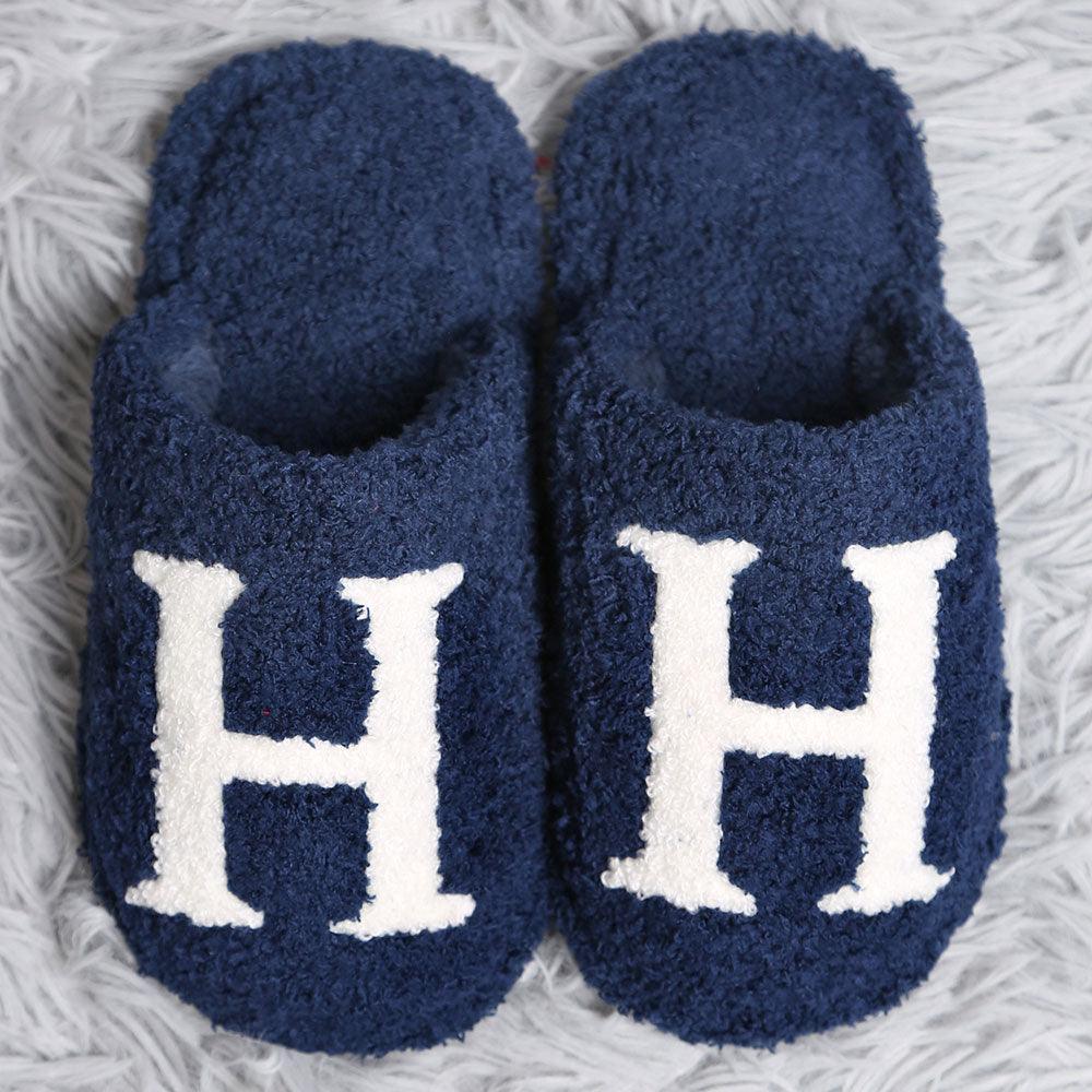 Navy Blue H Print Soft Home Indoor Floor Kids Slippers - Jewelry Store by Erik Rayo
