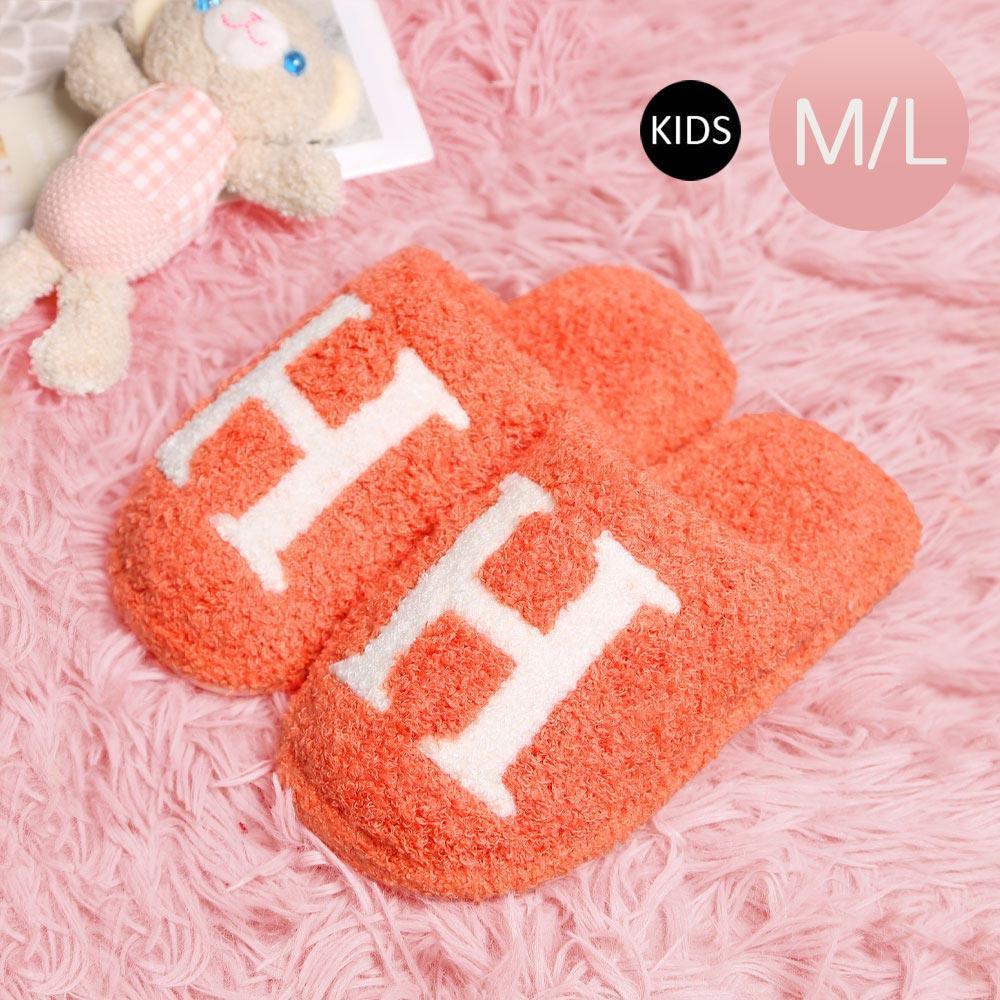 Orange H Print Soft Home Indoor Floor Kids Slippers - Jewelry Store by Erik Rayo