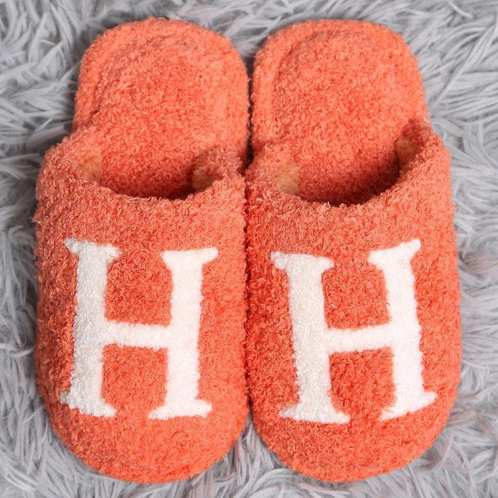 Orange H Print Soft Home Indoor Floor Kids Slippers - Jewelry Store by Erik Rayo