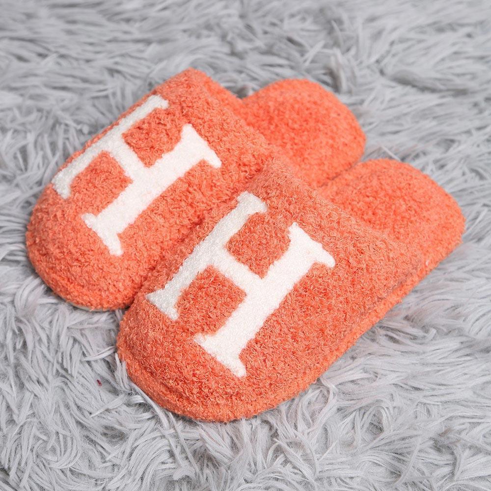 Orange H Print Soft Home Indoor Floor Kids Slippers - Jewelry Store by Erik Rayo