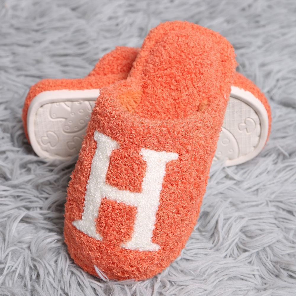 Orange H Print Soft Home Indoor Floor Kids Slippers - Jewelry Store by Erik Rayo