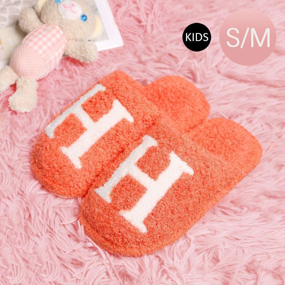 Orange H Print Soft Home Indoor Floor Kids Slippers - Jewelry Store by Erik Rayo