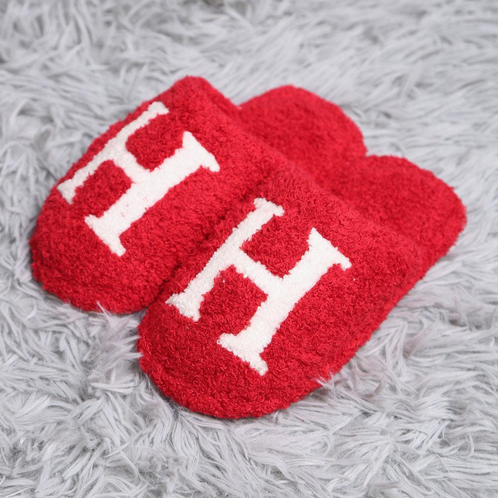 Red H Print Soft Home Indoor Floor Kids Slippers - Jewelry Store by Erik Rayo